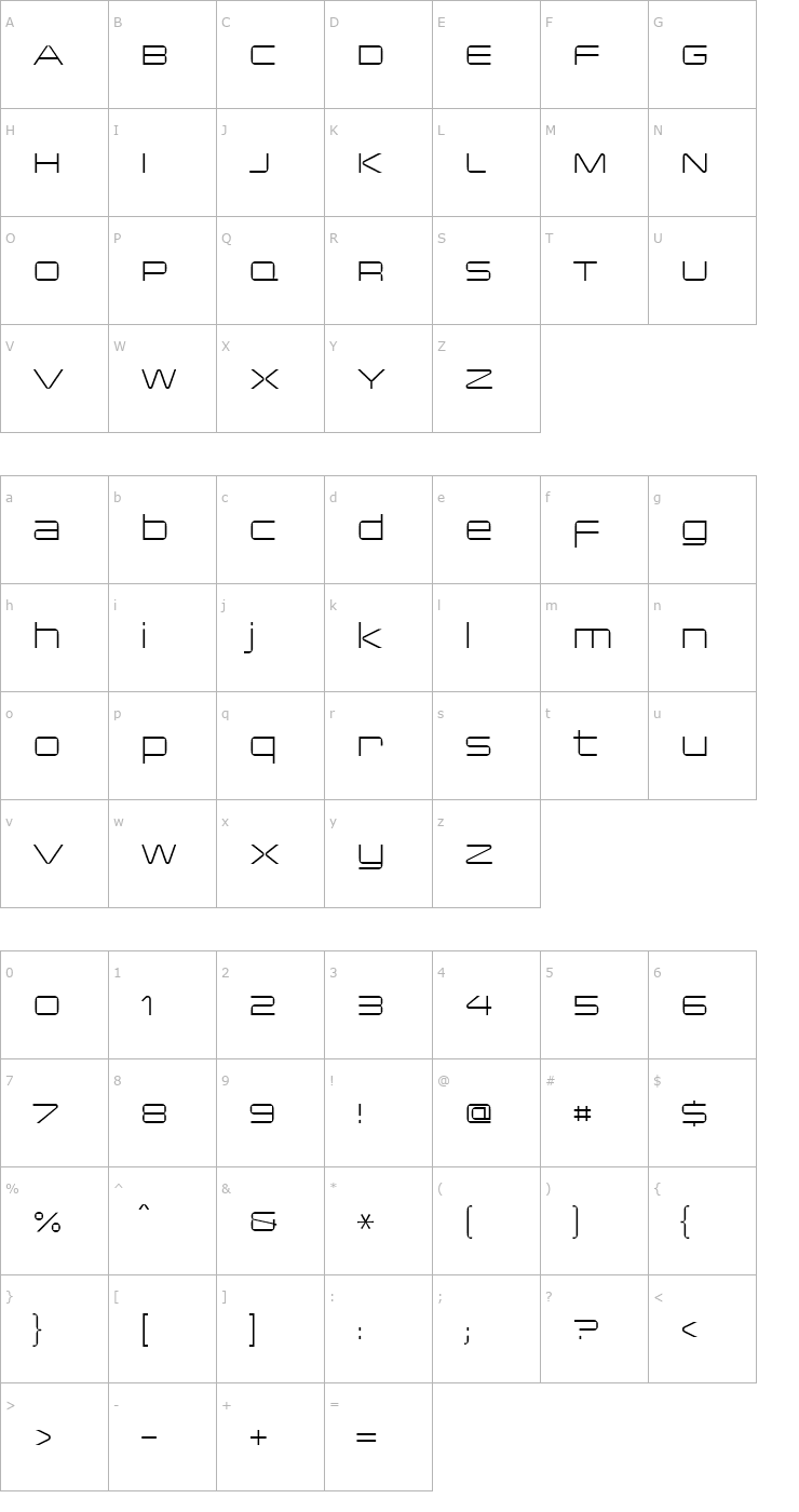 Character Map Changeling Light Font