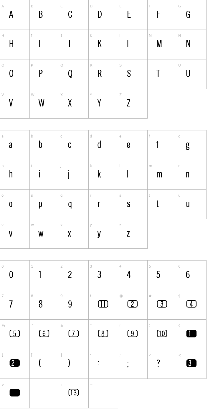 Character Map CHANL Plain Font