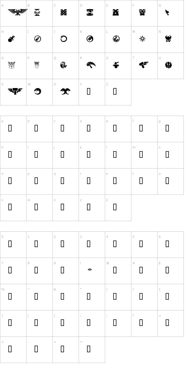 Character Map ChaoSquat Font