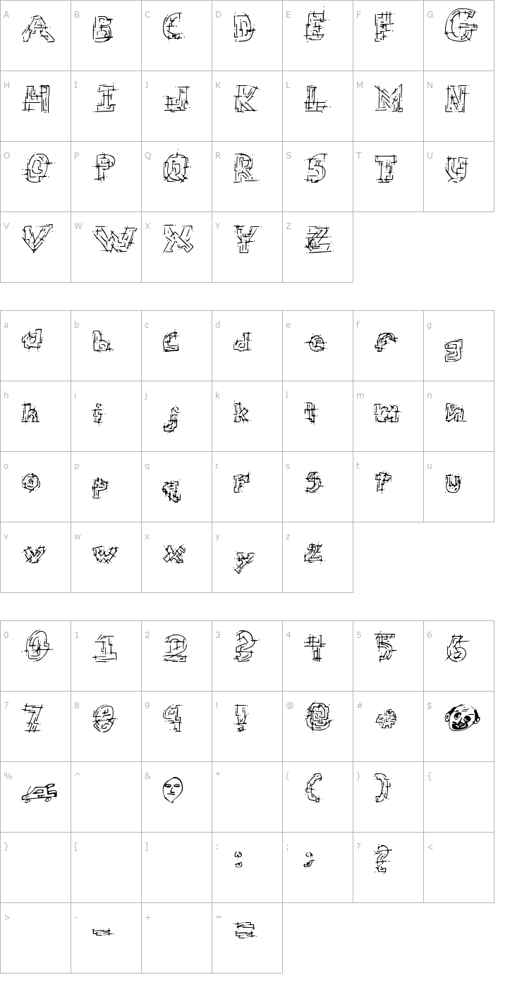Character Map Chaotic Circuit Regular Font