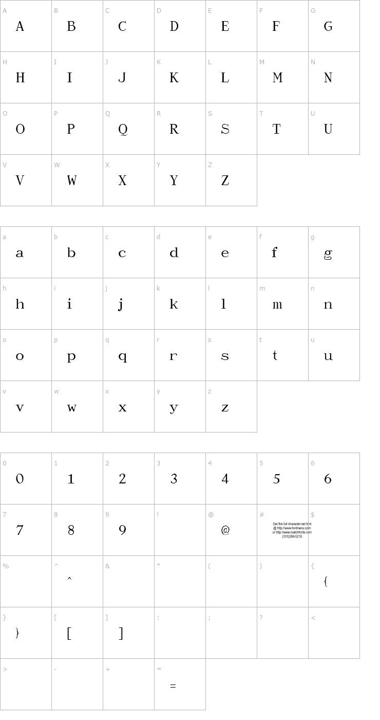 Character Map Chap Clerk Tryout Font