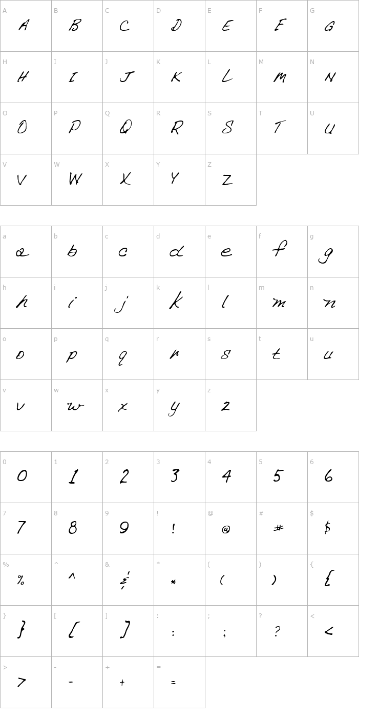 Character Map Chapman Regular Font