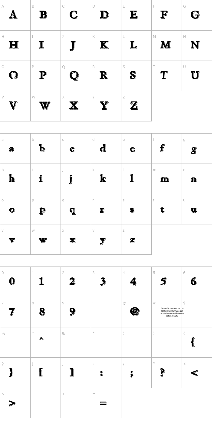 Character Map Chapou Relief Tryout Font