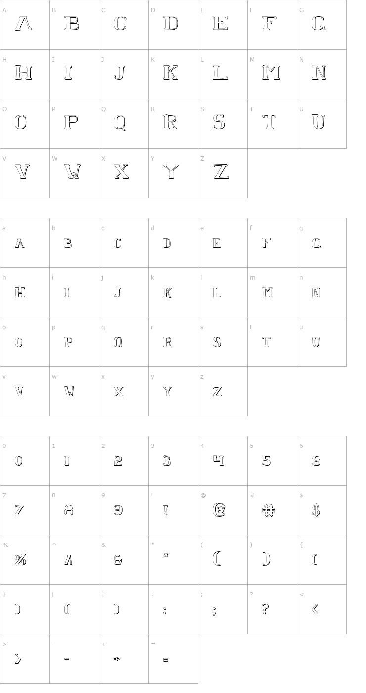 Character Map Chardin Doihle Shadow Font