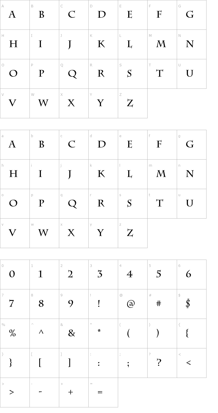 Character Map CharlemagneStd-Bold Font