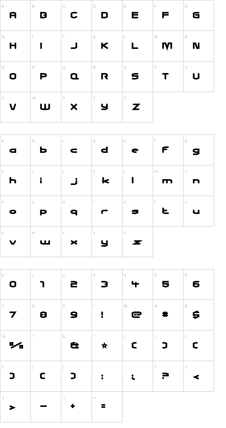 Character Map Charles in Charge Font