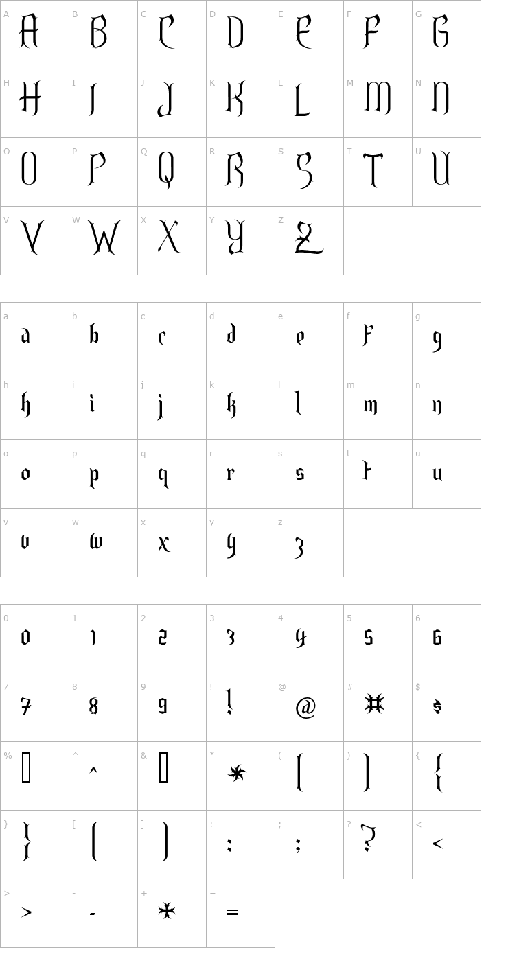 Character Map Charmed ii Font