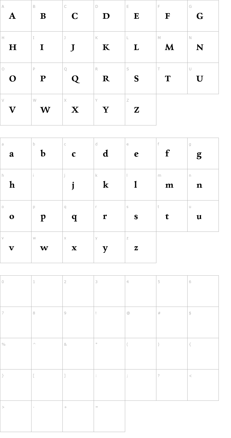 Character Map Charpentier Renaissance Pro Demi Font