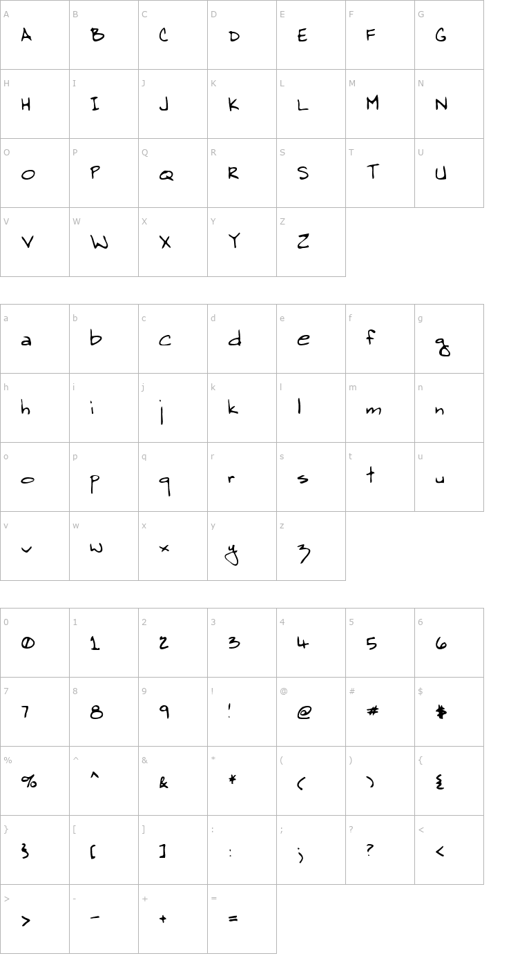 Character Map Chas Regular Font