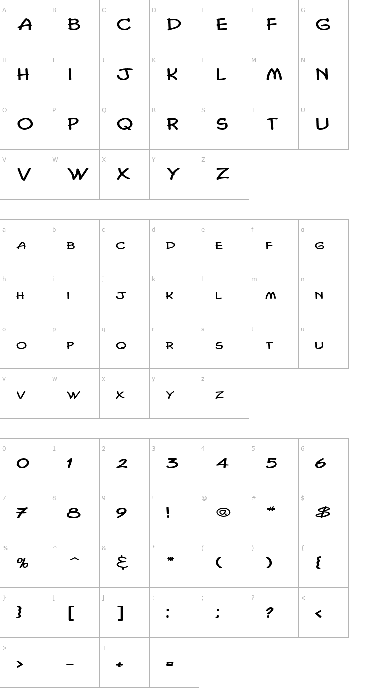 Character Map Chasm Extended Normal Font