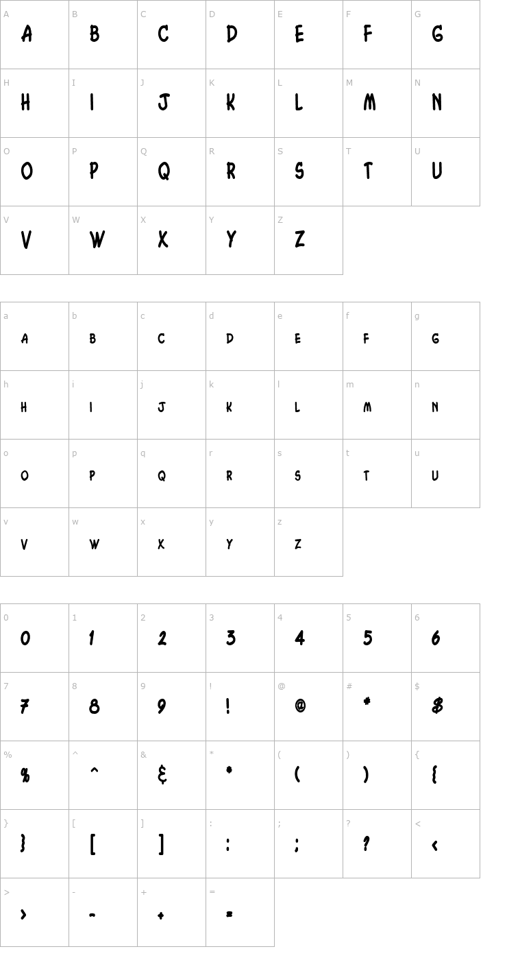 Character Map Chasm Thin Bold Font