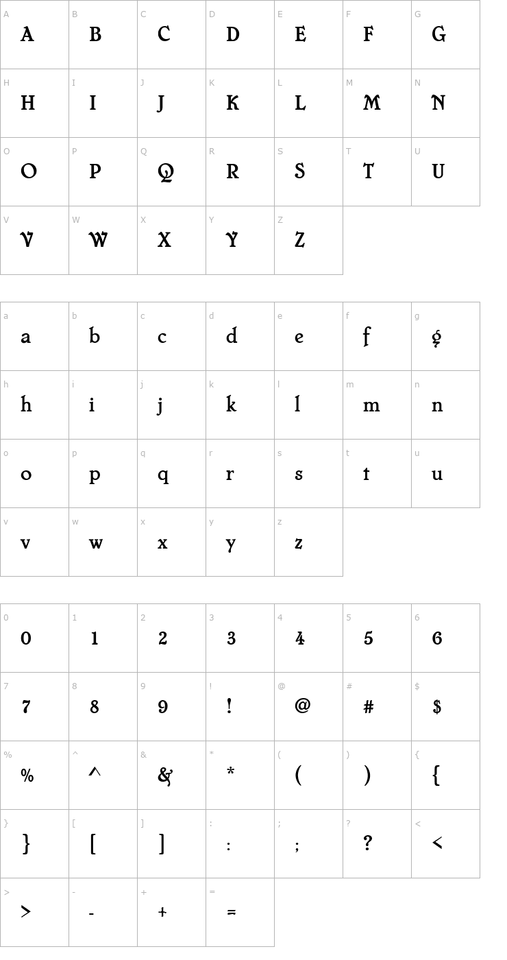 Character Map Chatelaine Regular Font
