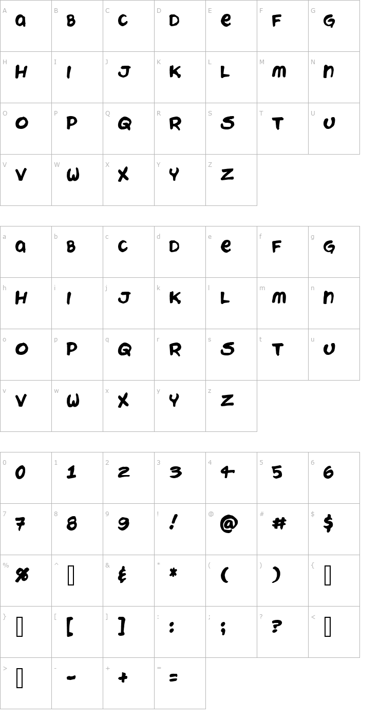 Character Map Chattery Teeth Font