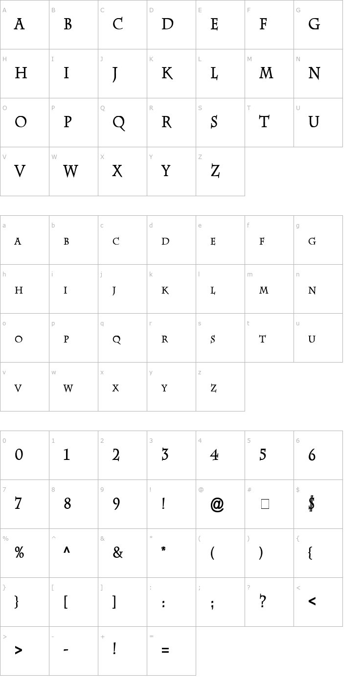 Character Map Chaz Condensed Bold Font