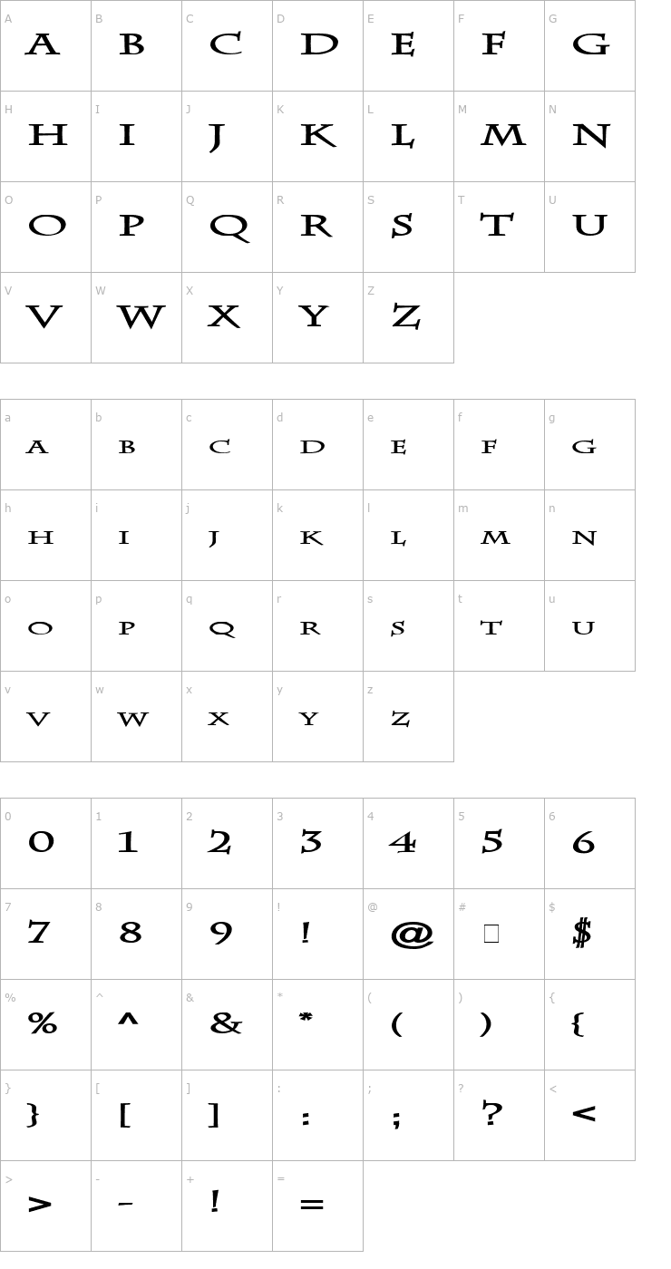 Character Map Chaz Extended Bold Font
