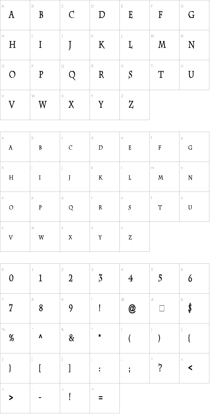 Character Map Chaz Thin Bold Font