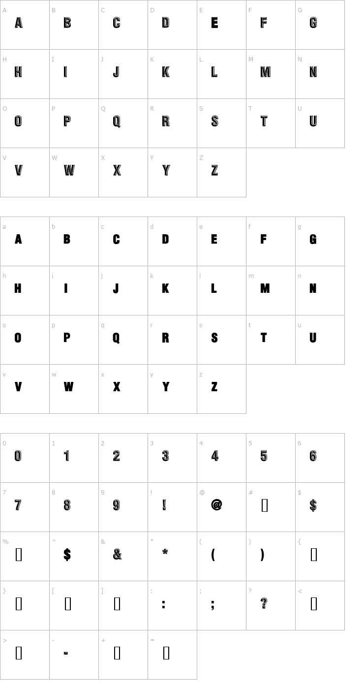 Character Map CheapSign Font
