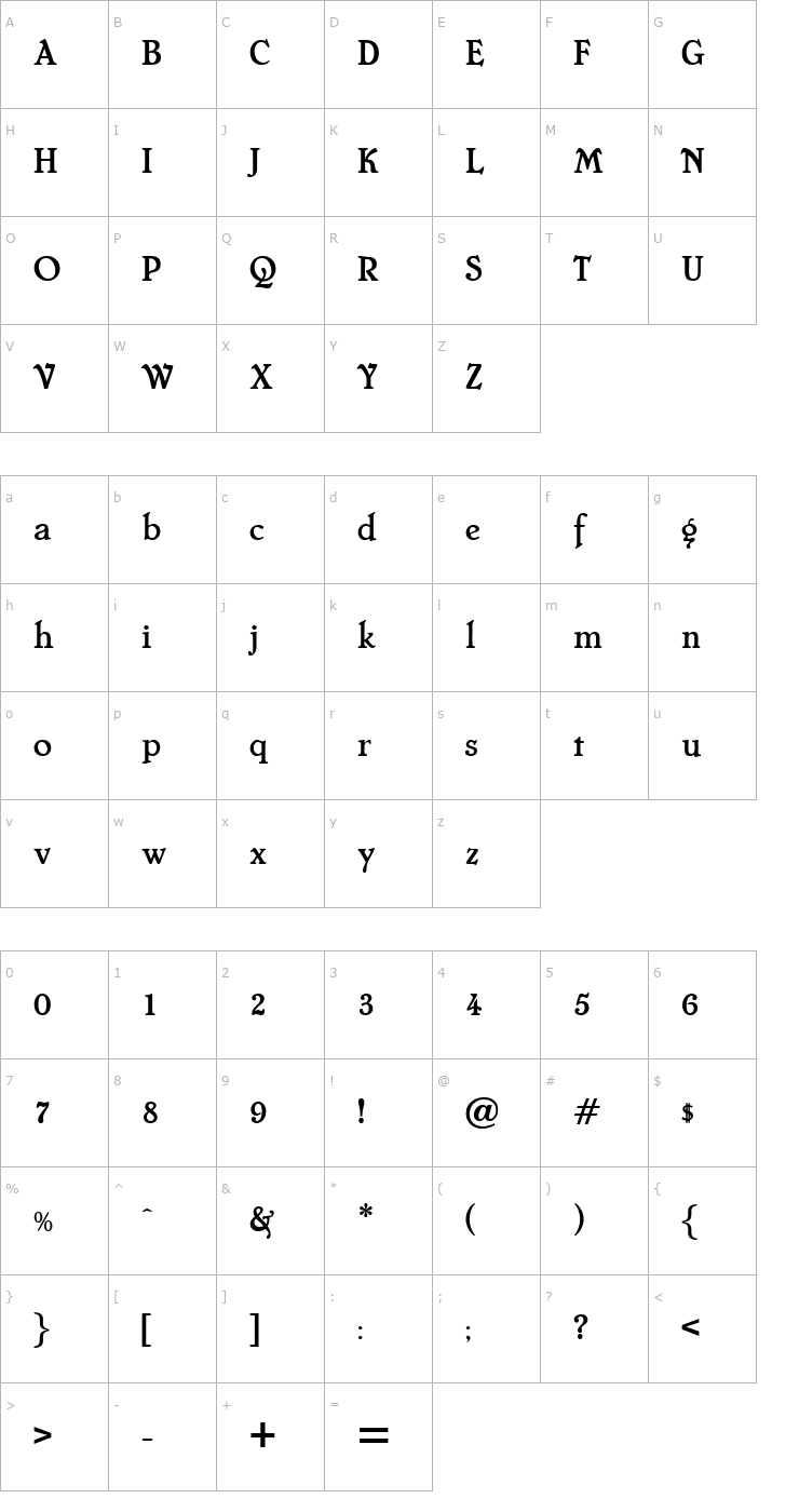 Character Map Cheboygan Font