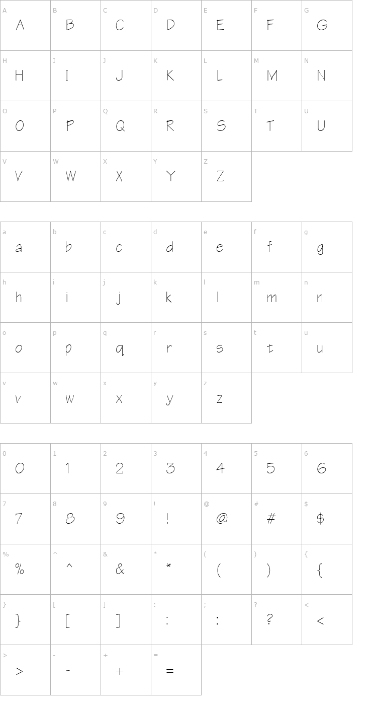 Character Map Cheers Regular ttnorm Font