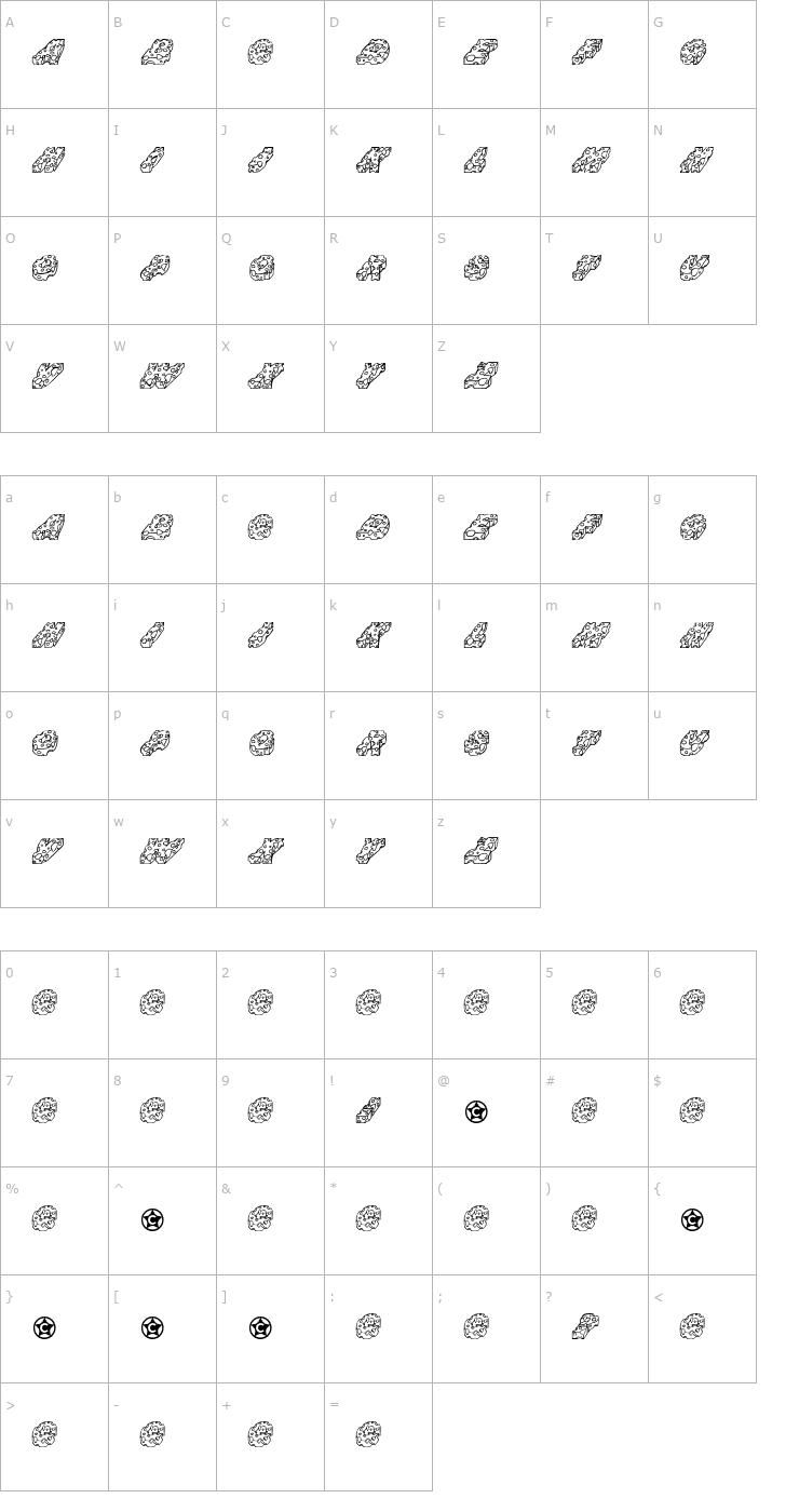 Character Map CHEESE Font