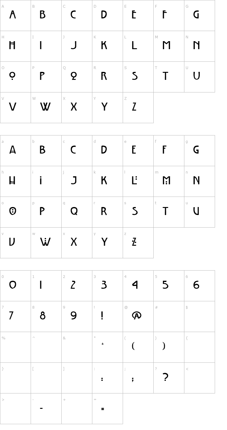 Character Map ChelseaStudioA Font