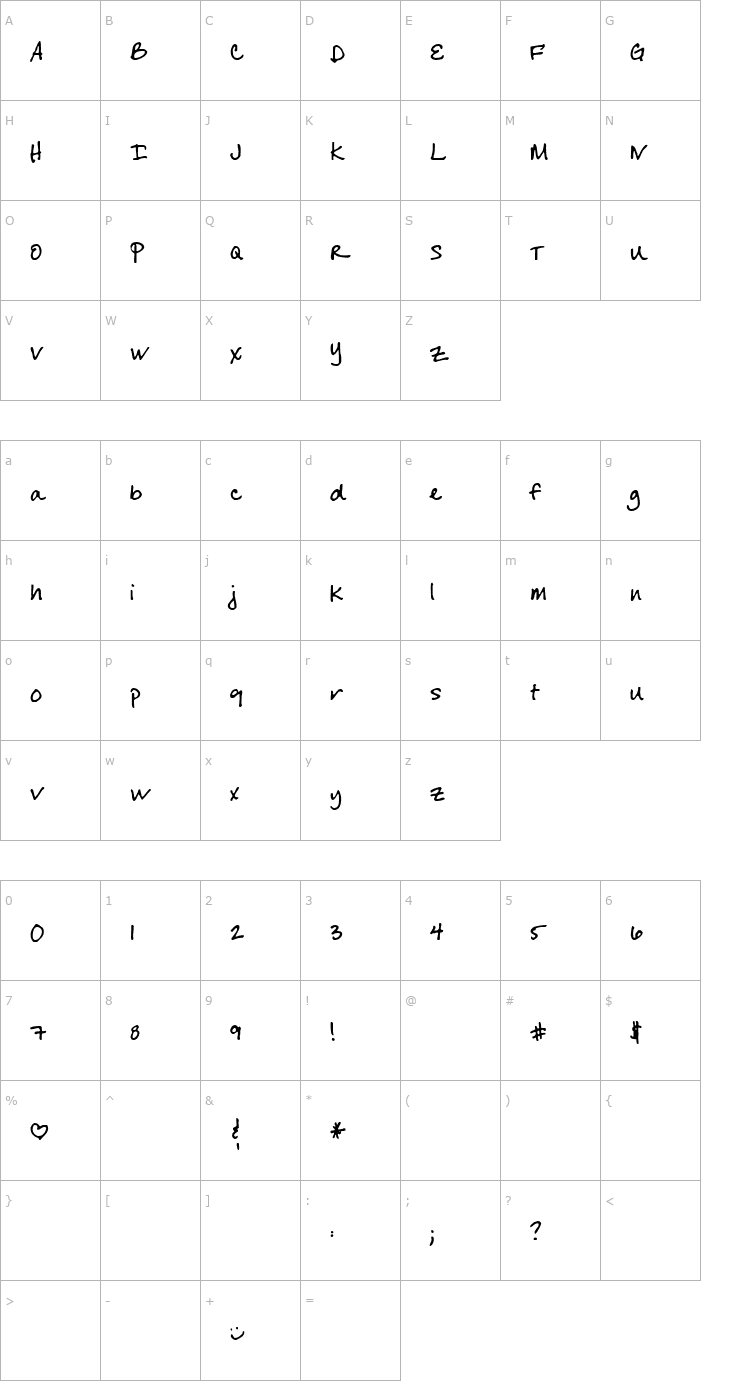 Character Map Cheryl Font