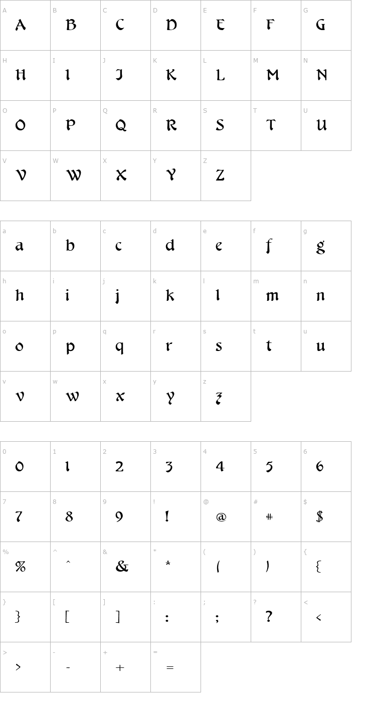 Character Map CheshireBroad Regular Font
