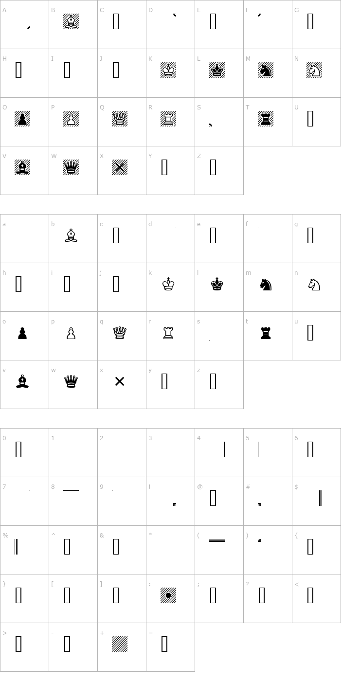 Character Map Chess Cases Font