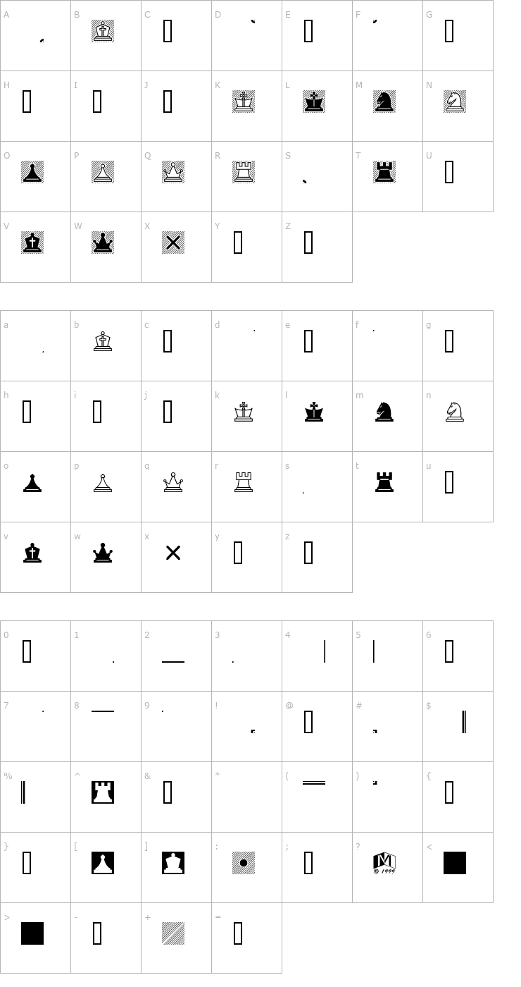 Character Map Chess Lucena Font