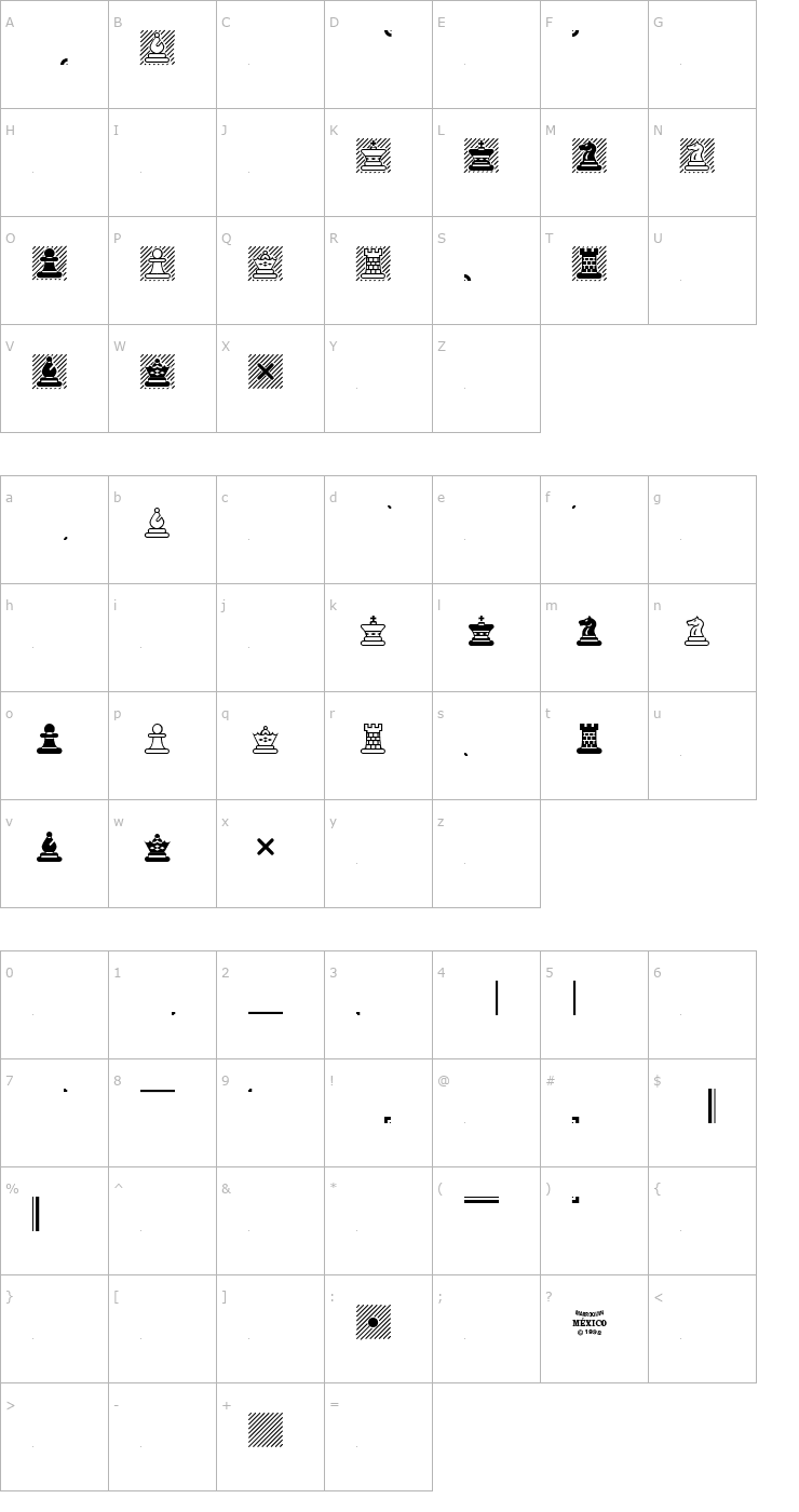 Character Map Chess Maya Font