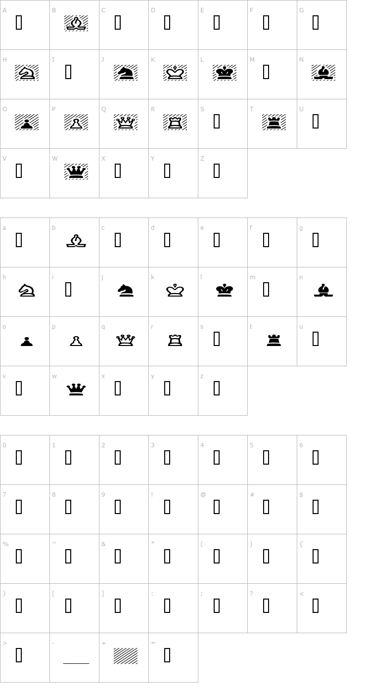 Character Map ChessPiece Extended Font