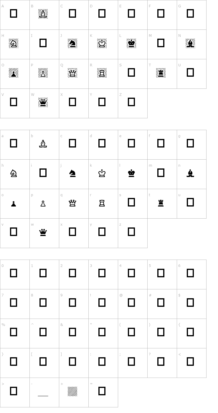 Character Map ChessPiece Font