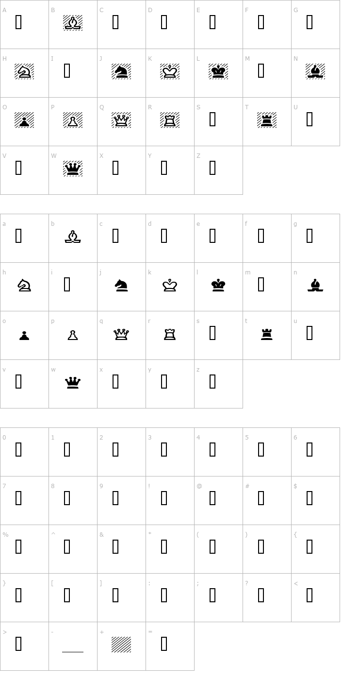 Character Map ChessPiece Wide Font