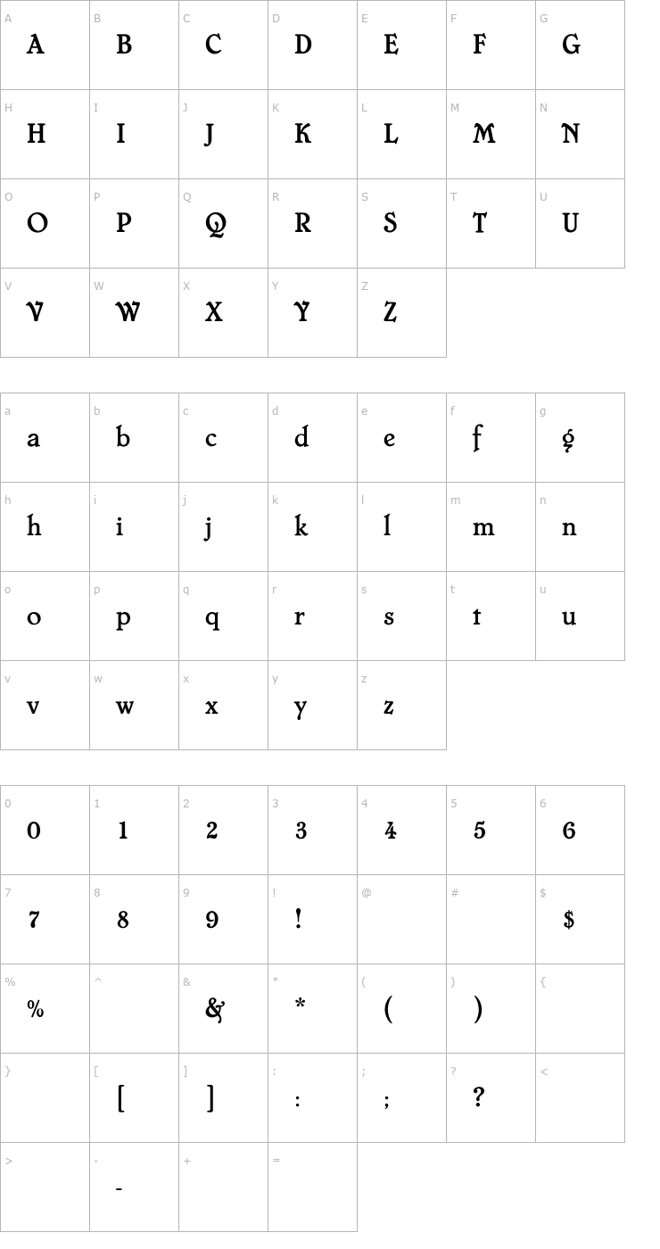 Character Map ChesterfieldEF Font
