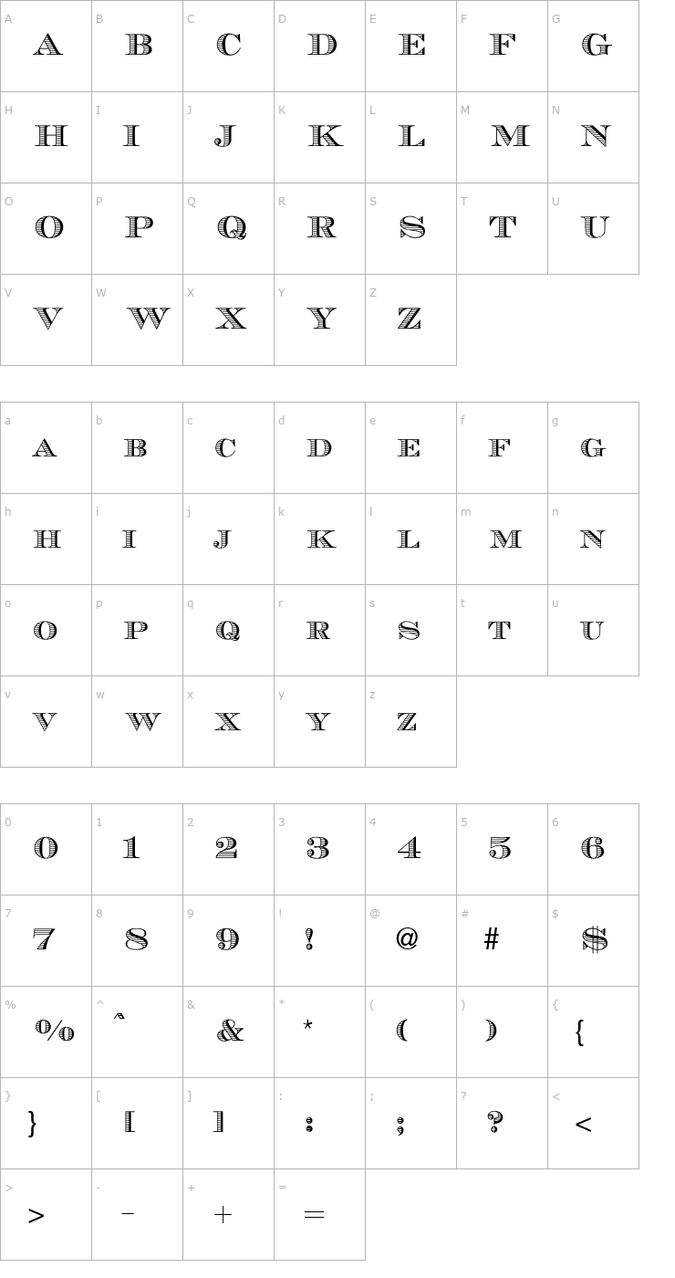 Character Map Chevara Normal Font