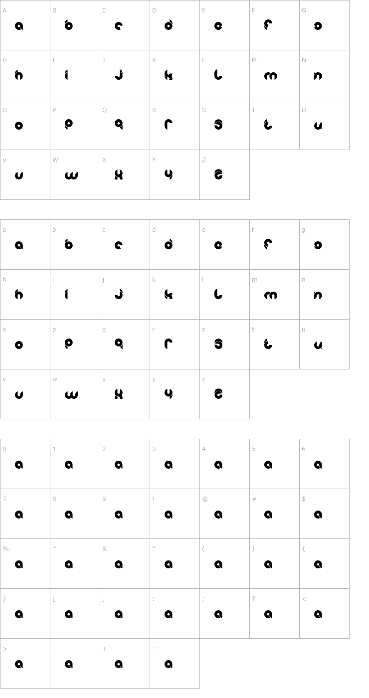 Character Map Chewed Kandi Font