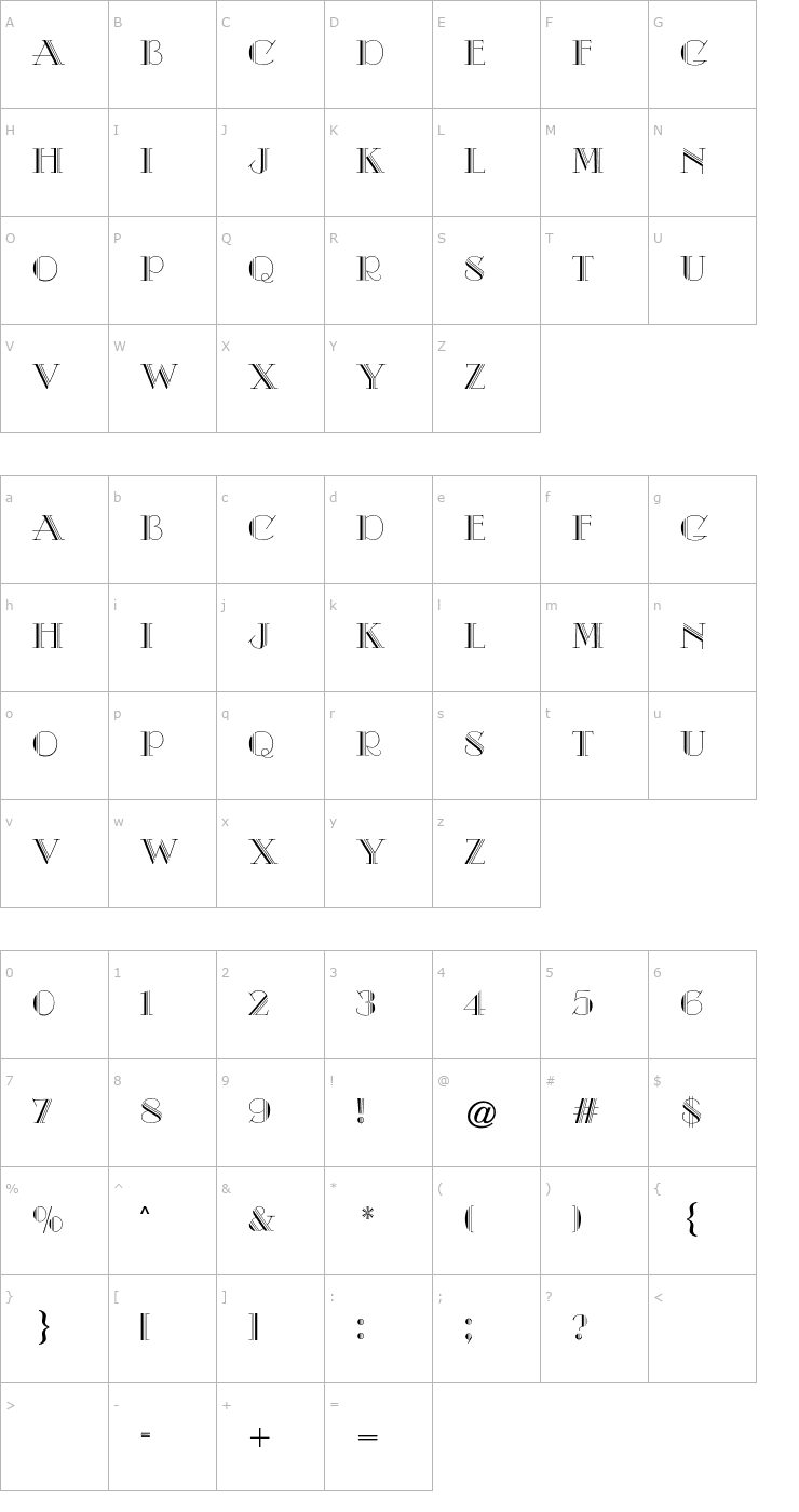 Character Map Chic CG Font