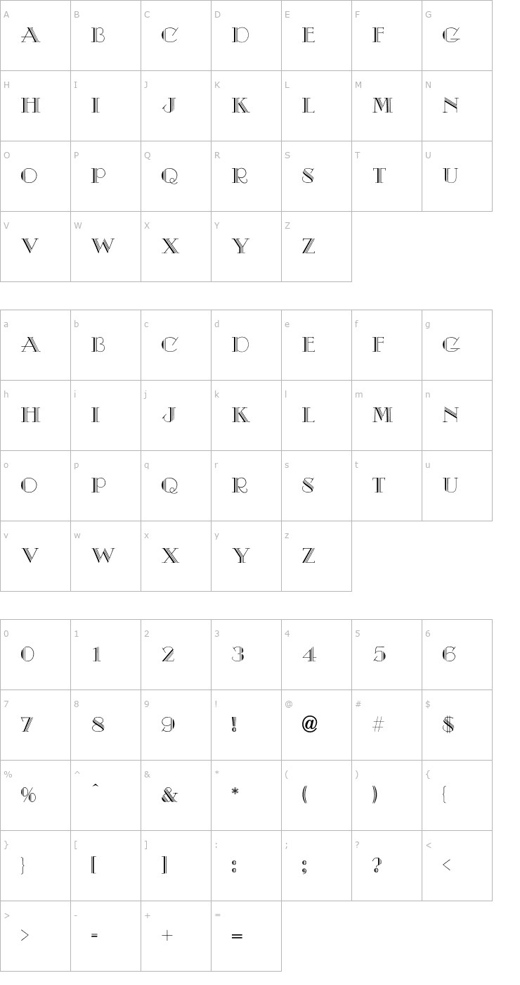 Character Map Chic Font