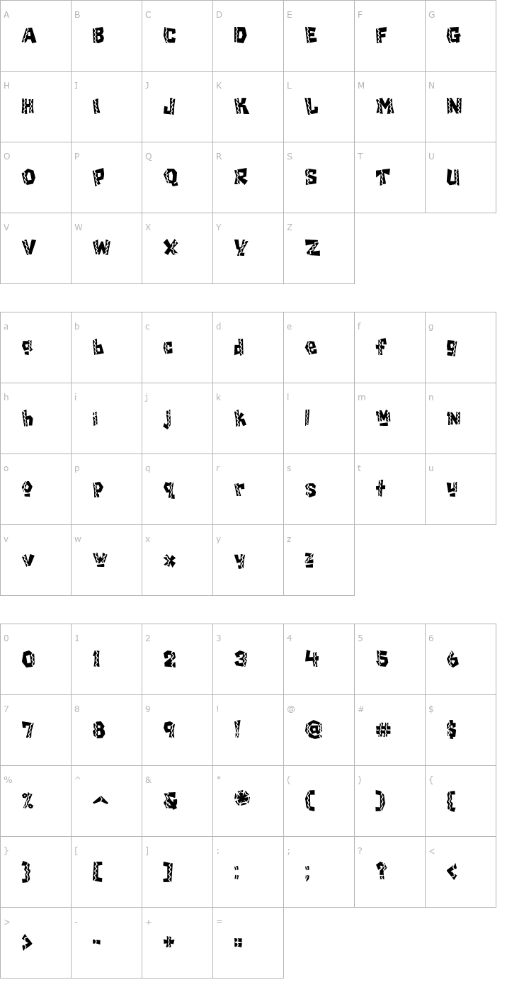 Character Map Chilada ICG Dos Font