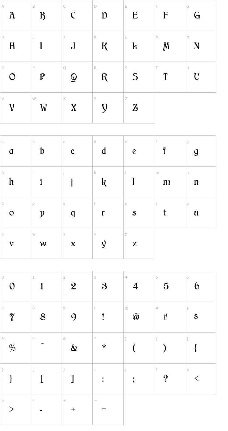 Character Map Childs Normal Font