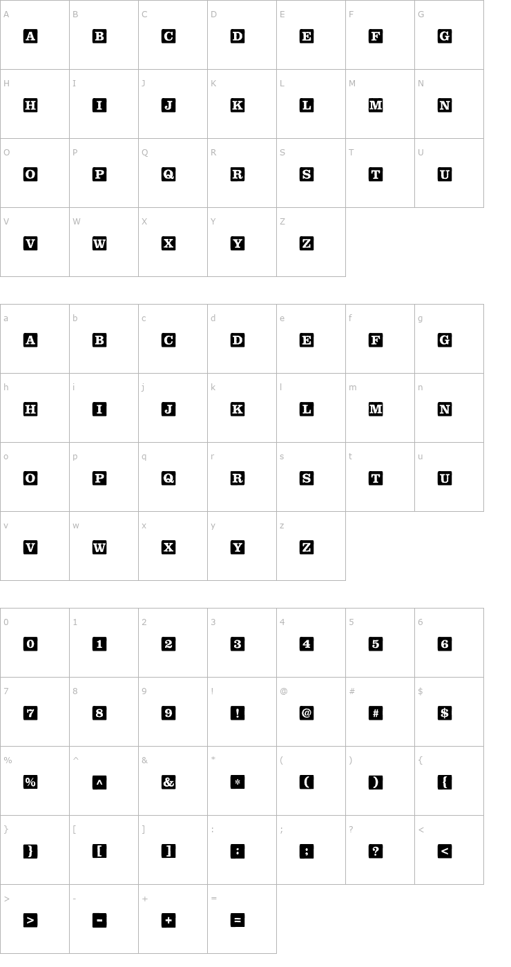 Character Map ChildsPlayBlocksSolid Font