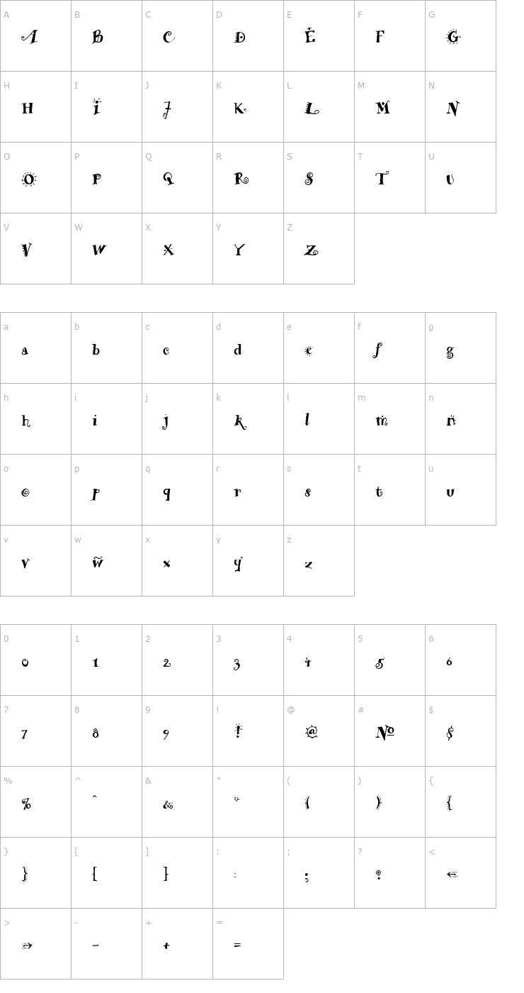 Character Map ChiliPepper Bold Font