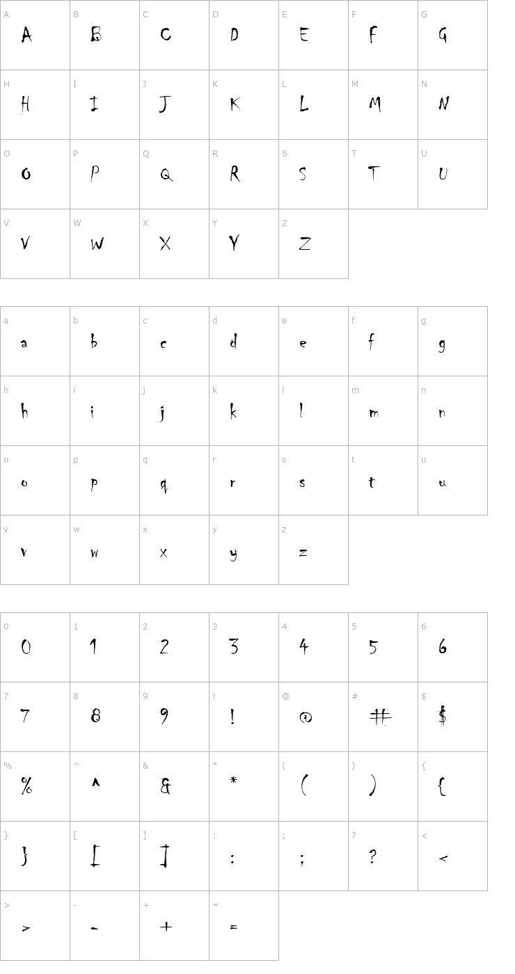 Character Map Chiller Font