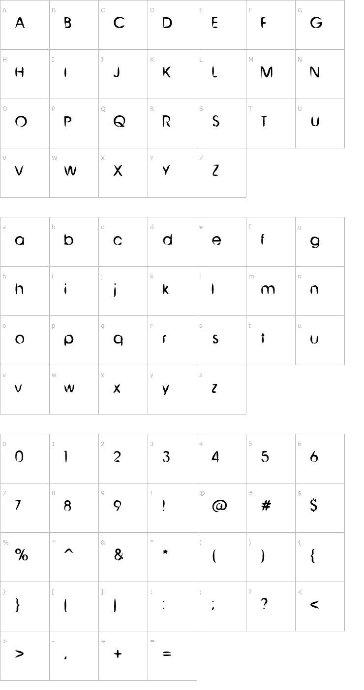 Character Map Chinese Brush Font