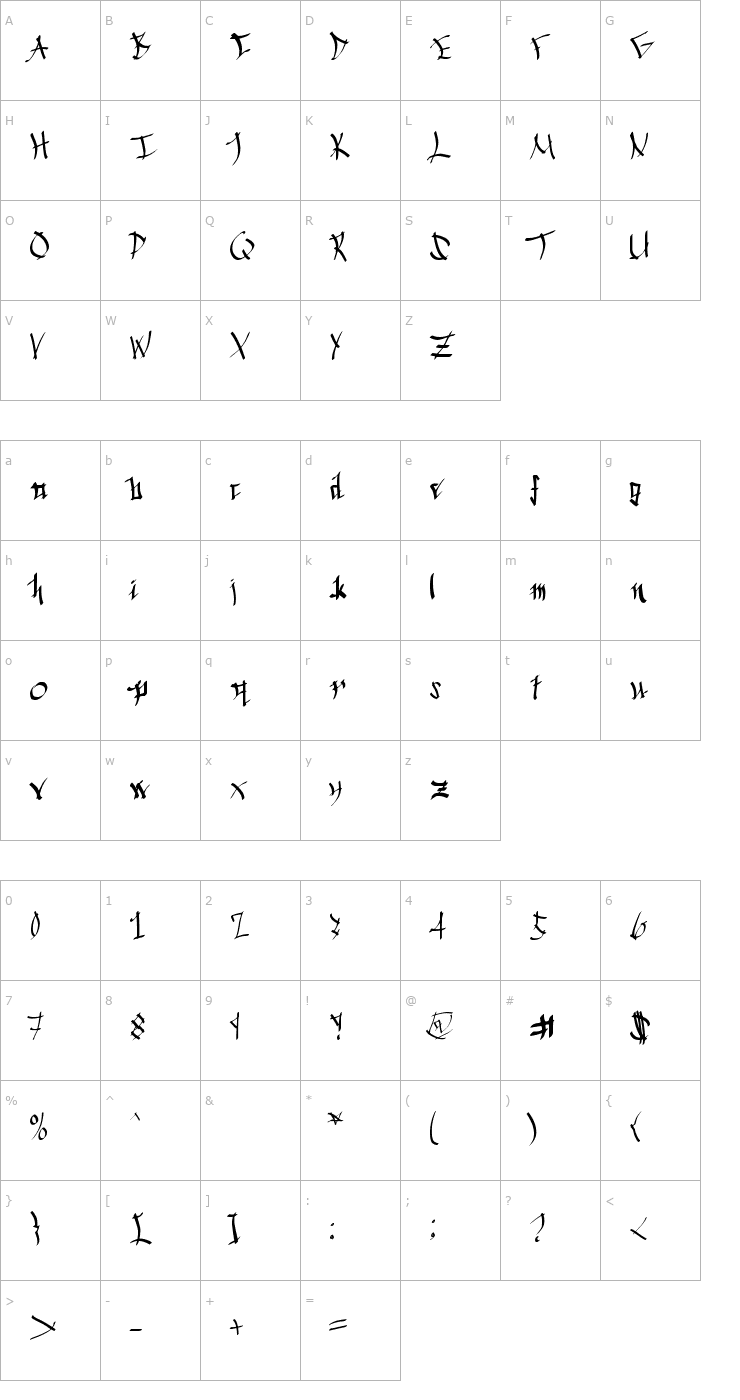 Character Map Chinese Calligraphy Font