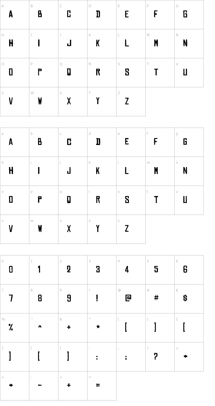 Character Map Chinese Rocks Font
