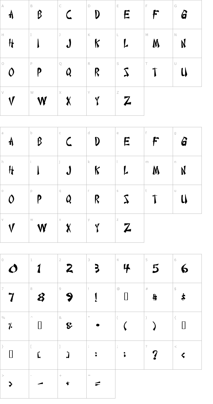 Character Map Chinese Takeaway Font