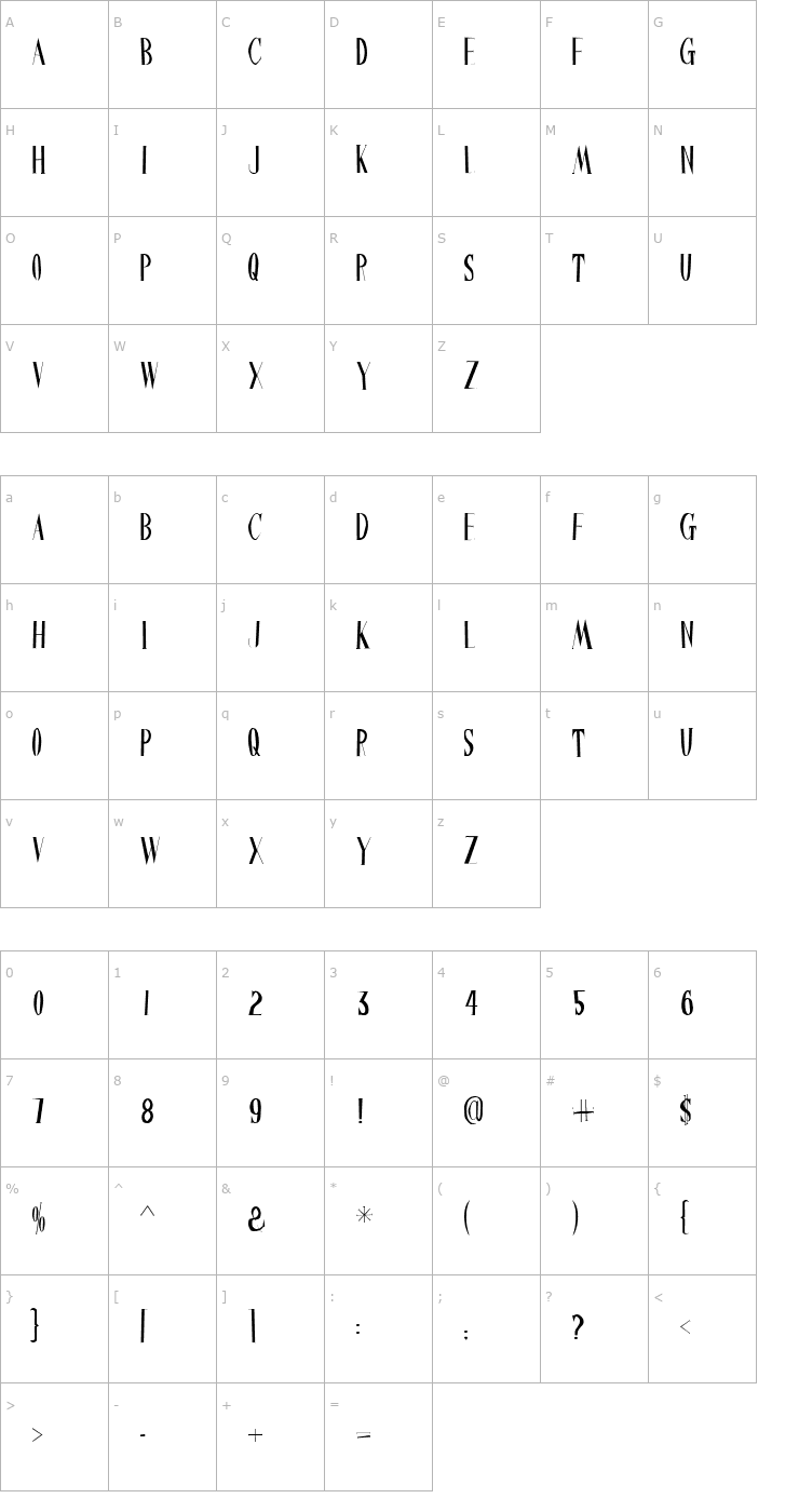 Character Map Chinese Watch Shop Font