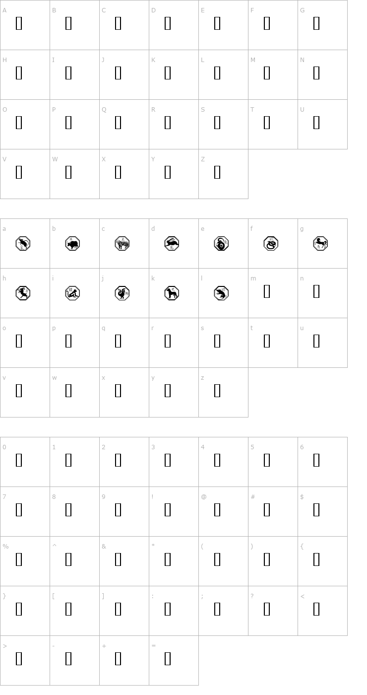 Character Map Chinese Zodiac Font