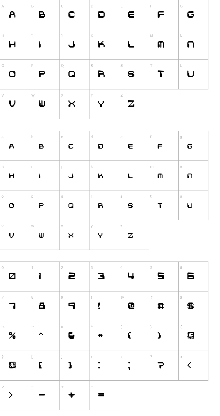 Character Map Chintzy CPU (BRK) Font